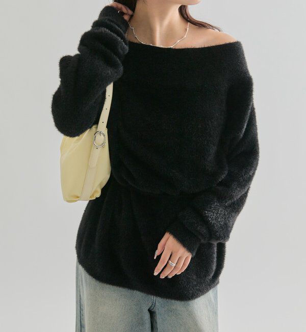  「ミンクライクワイドネックニット」|ニット・セーター|