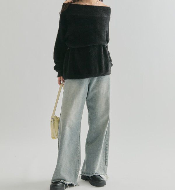  「ミンクライクワイドネックニット」|ニット・セーター|