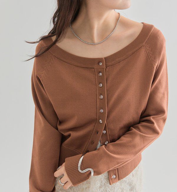  「クリアボタン カーディガン」|カーディガン|