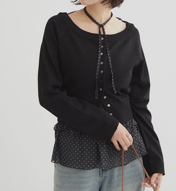  「クリアボタン カーディガン」|カーディガン|