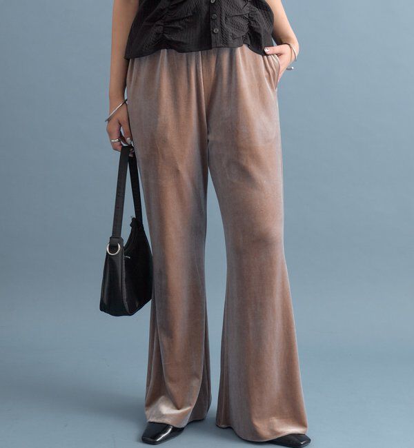  「ベロアフレアパンツ」|チノ|ベージュ