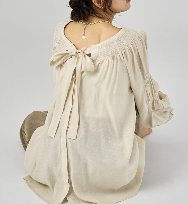  「ボウタイスキッパーブラウス」|シャツ・ブラウス|ベージュ