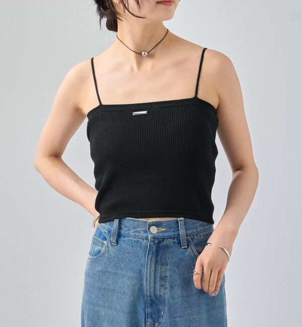  「パット付き ショートニットキャミソール」|キャミソール|ブラック