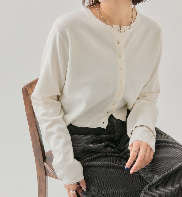  「チビボタン長袖カーディガン」|カーディガン|オフホワイト