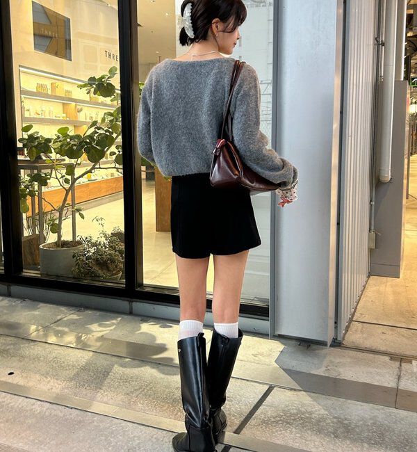  「スクエアネックニットカーディガン」|カーディガン|