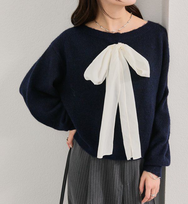  「リボン付きニット プルオーバー」|ニット・セーター|