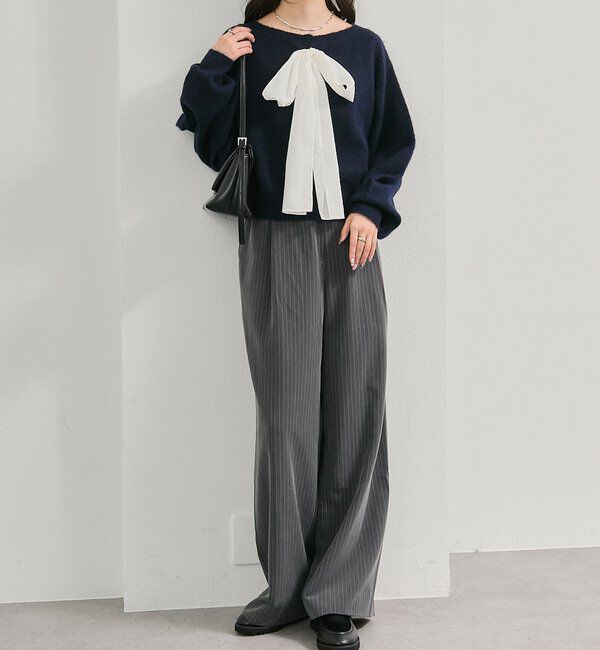  「リボン付きニット プルオーバー」|ニット・セーター|