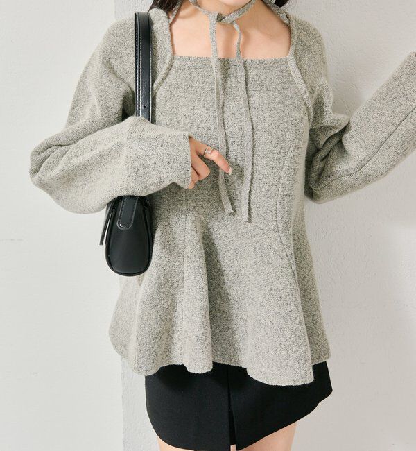  「スクエアネックペプラムニット」|ニット・セーター|