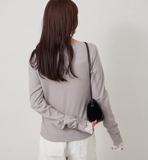  「チャーム付きオフショルリブロングTシャツ」|Tシャツ・カットソー|