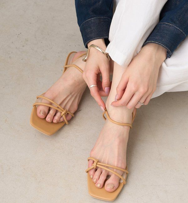  「クロスストラップヒールサンダル」|サンダル|ベージュ