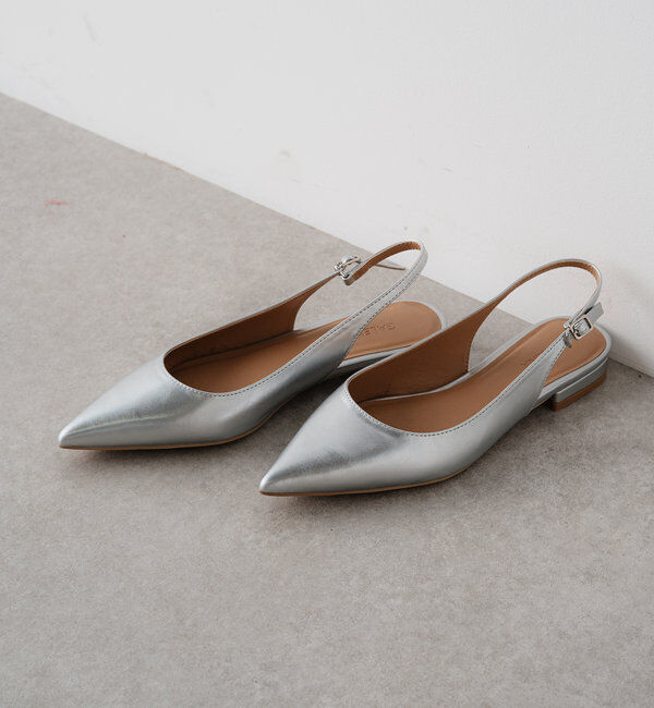  「【GALENA/ガレナ】ポインテッドフラットパンプス」|パンプス|シルバー