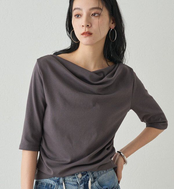  「ドレープカットソー」|Tシャツ・カットソー|チャコールグレー