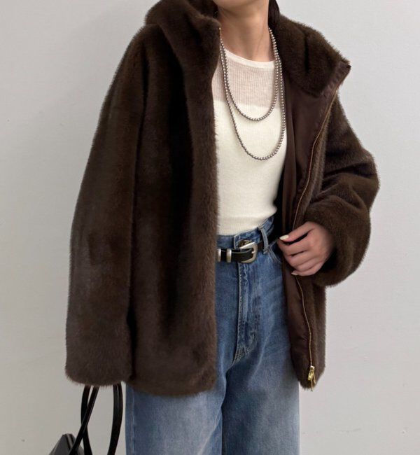  「フードフェイクファーブルゾン」|ベスト・ジレ|