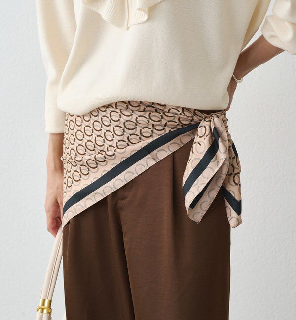  「【GALENA/ガレナ】ジオメトリックプリントスカーフ」|マフラー|ピンク