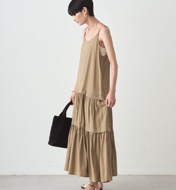 「サテンティアードキャミワンピース」|ワンピース|