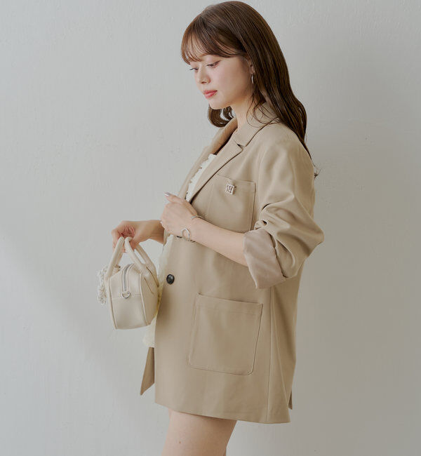  「ロゴブローチ付きオーバーシングルジャケット」|テーラードジャケット|