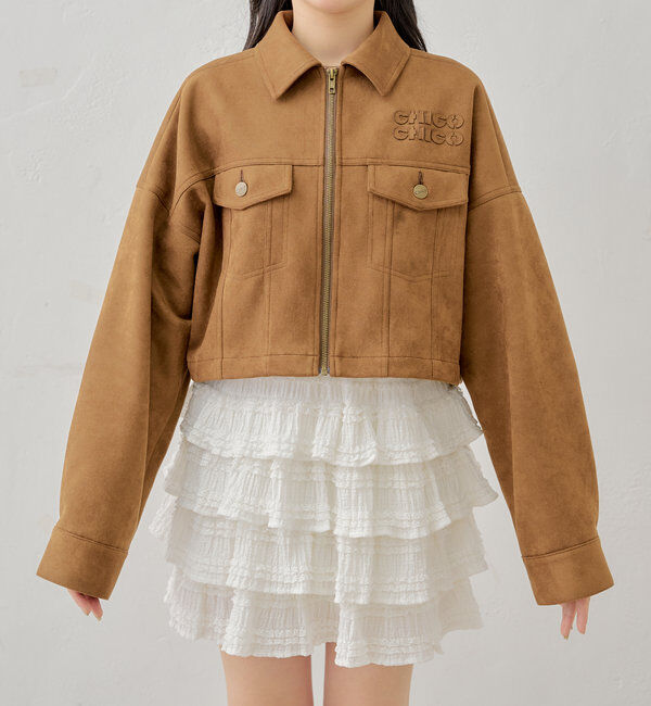  「【WEB限定/REVIVAL】胸ロゴショート丈スエードジップブルゾン」|ブルゾン・スタジャン|