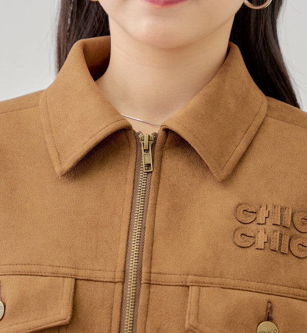  「【WEB限定/REVIVAL】胸ロゴショート丈スエードジップブルゾン」|ブルゾン・スタジャン|