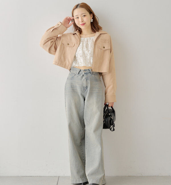  「【WEB限定/REVIVAL】胸ロゴショート丈スエードジップブルゾン」|ブルゾン・スタジャン|