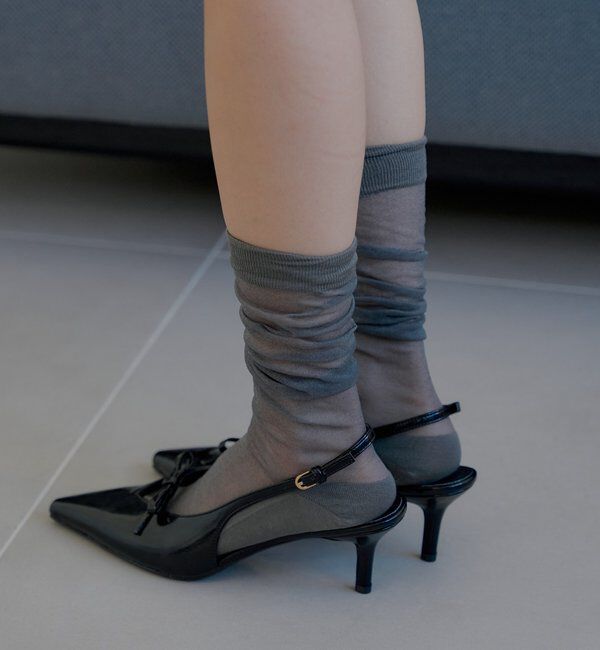  「バックストラップリボンヒールミュール」|パンプス|