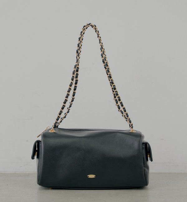  「チェーンハンドル横長スエードバッグ」|ボストンバッグ|