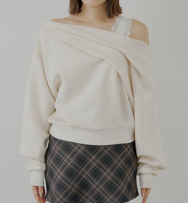  「ワンショル肩レーストップス」|Tシャツ・カットソー|