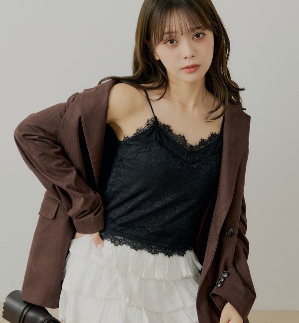  「カップ付き総レースキャミ」|キャミソール|ブラックその他3