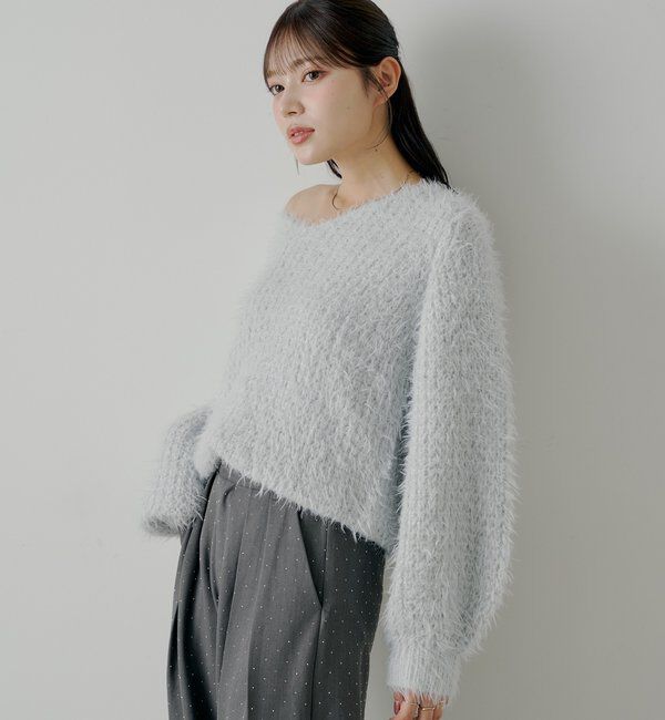  「タイ付きメランジルーズニット」|ニット・セーター|