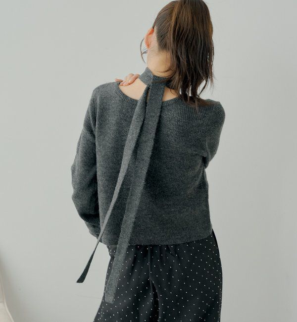  「チョーカー付きラウンドボタンコンパクトカーディガン」|カーディガン|