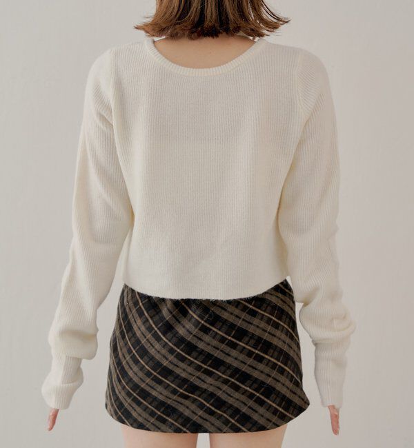  「チョーカー付きラウンドボタンコンパクトカーディガン」|カーディガン|