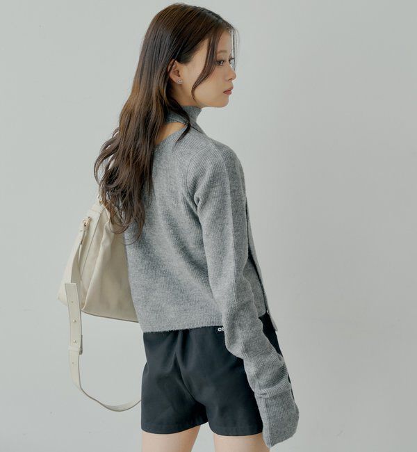  「チョーカー付きラウンドボタンコンパクトカーディガン」|カーディガン|