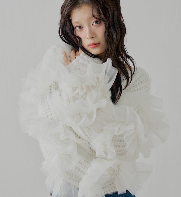  「【SALON by Chico】ランダムチュールドッキングニット」|ニット・セーター|