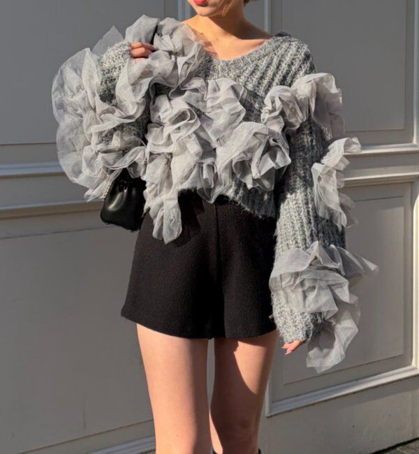  「【SALON by Chico】ランダムチュールドッキングニット」|ニット・セーター|