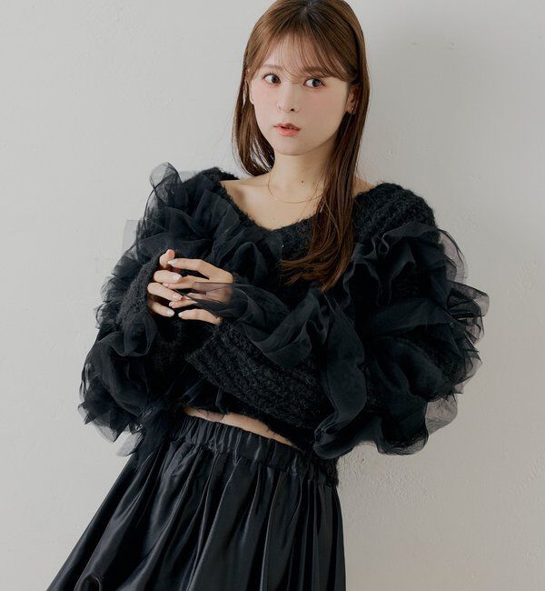  「【SALON by Chico】ランダムチュールドッキングニット」|ニット・セーター|