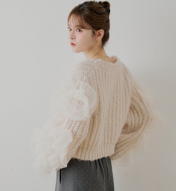  「【SALON by Chico】ランダムチュールドッキングニット」|ニット・セーター|