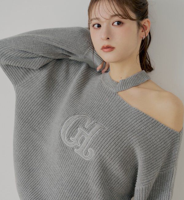  「肩スリットオフショルニット」|ニット・セーター|