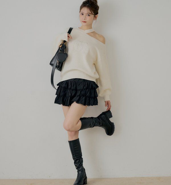  「肩スリットオフショルニット」|ニット・セーター|