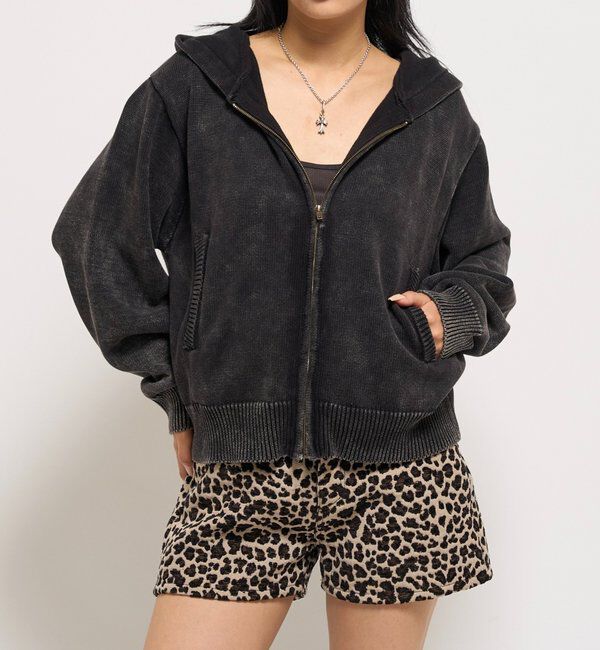  「KOOKYNピグメント加工ジップニットパーカー」|パーカー|