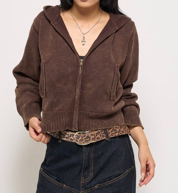  「KOOKYNピグメント加工ジップニットパーカー」|パーカー|