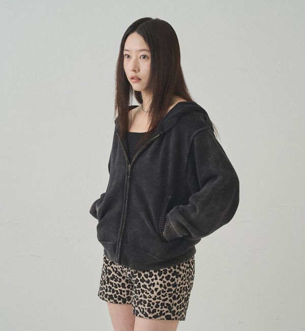  「KOOKYNピグメント加工ジップニットパーカー」|パーカー|