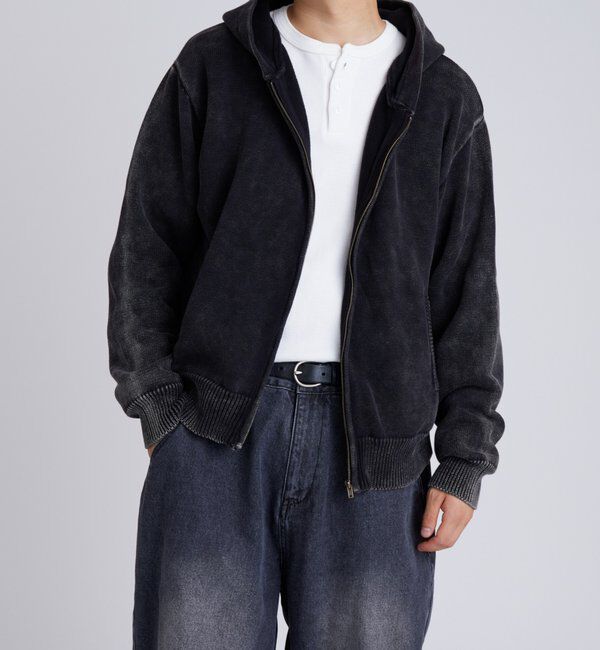  「KOOKYNピグメント加工ジップニットパーカー」|パーカー|