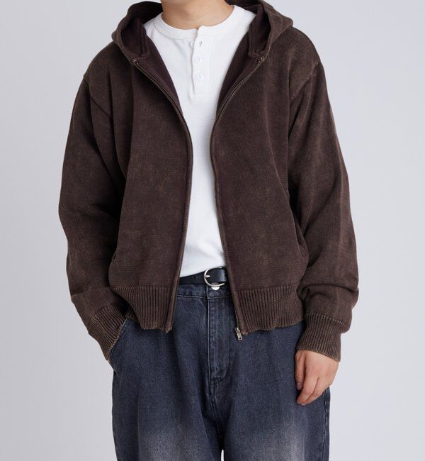  「KOOKYNピグメント加工ジップニットパーカー」|パーカー|