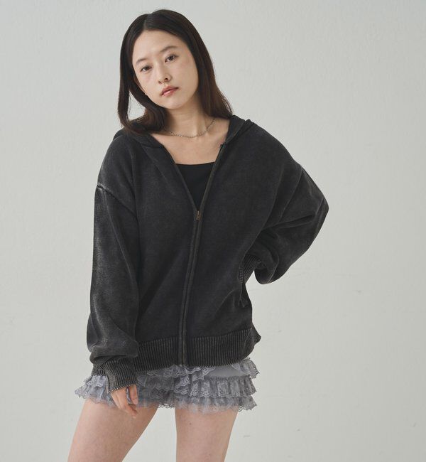  「KOOKYNピグメント加工ジップニットパーカー」|パーカー|