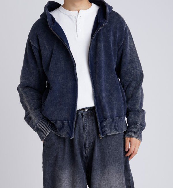  「KOOKYNピグメント加工ジップニットパーカー」|パーカー|