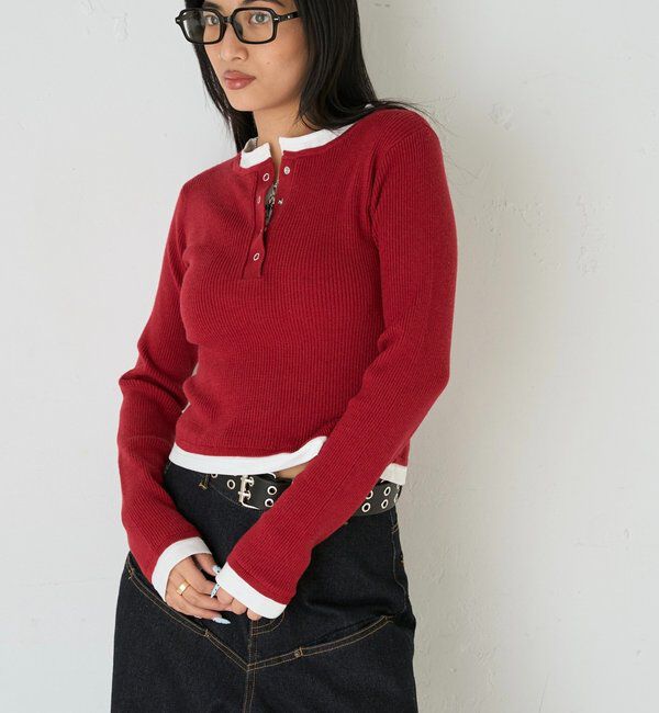  「LAYERED HENLEY KINT」|ニット・セーター|