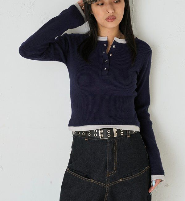  「LAYERED HENLEY KINT」|ニット・セーター|