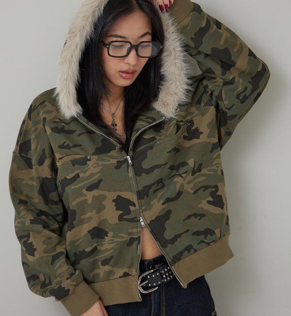  「SLASH POCKET FUR PARKA」|パーカー|カーキ