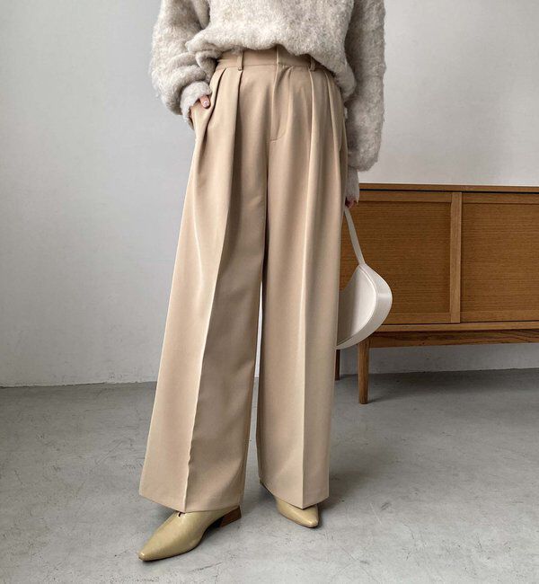  「【累計2万本突破！】【低身長・高身長サイズあり】2タックワイドパンツ」|チノ|