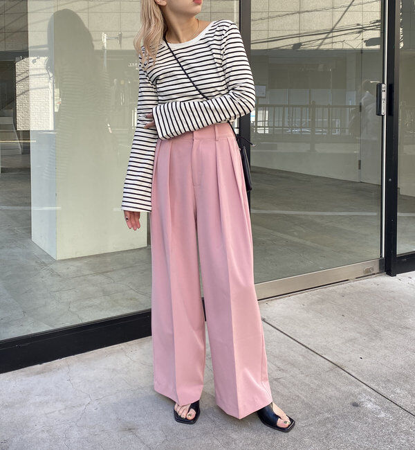  「【累計2万本突破！】【低身長・高身長サイズあり】2タックワイドパンツ」|チノ|