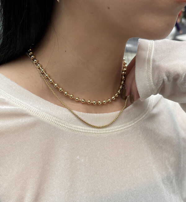  「【パーティーシーンにも】〈GOLDY〉2SETミックスチェーンネックレス」|リング|ゴールド